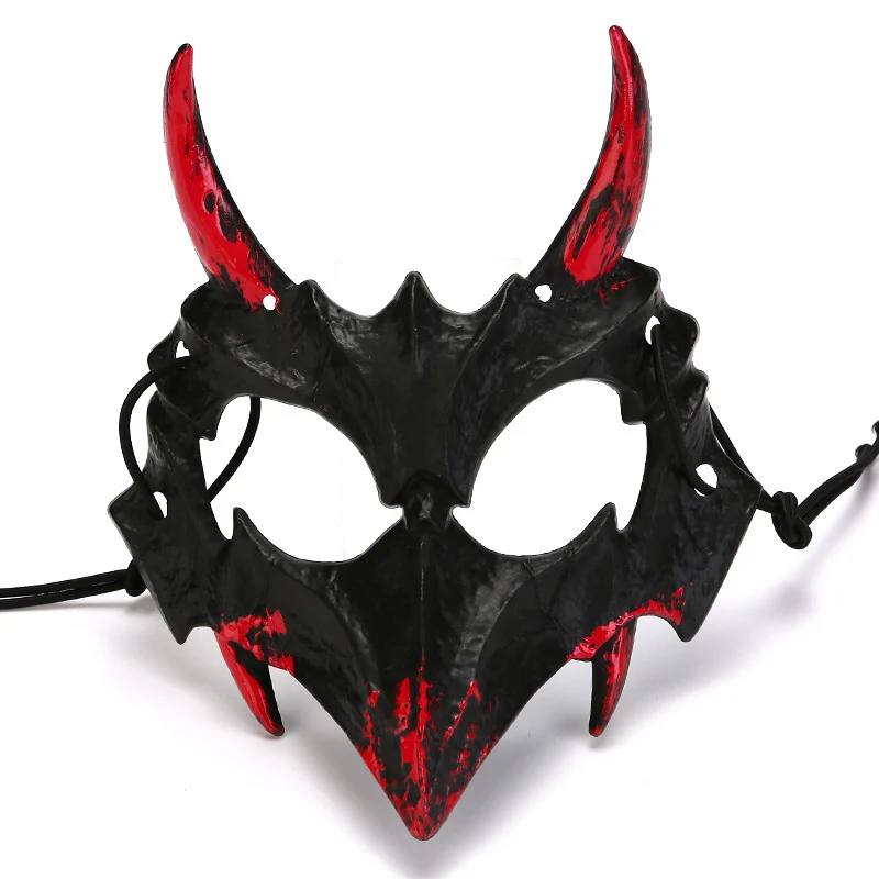 Halbgesichtsmaske mit fletschenden Vampirzähnen und verstellbarem Gummiband