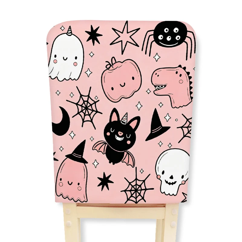 Gepolsterte Stuhlrücken-Abdeckung mit Halloween-Illustration und Spinnennetz-Design