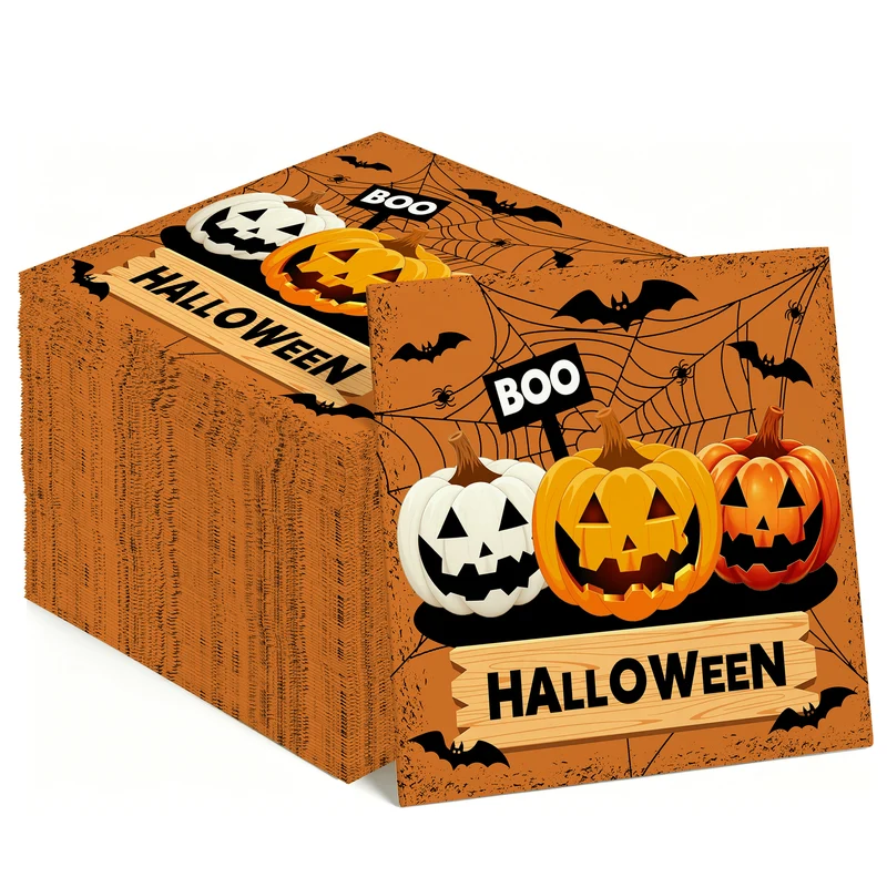 Einweg-Pappbecher mit Halloween-Kürbis- und Geistermotiv stapelbar
