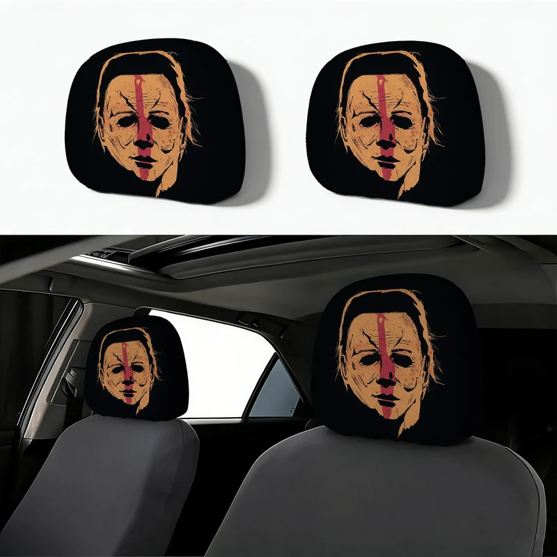 Auto-Kopfstützenbezug mit Retro-Horror-Motiv