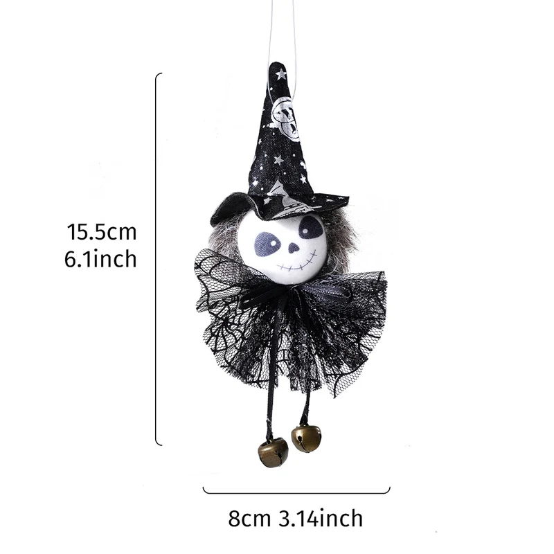 Halloween-Haarclip mit Katzengesicht, Hexenhut und Glöckchen