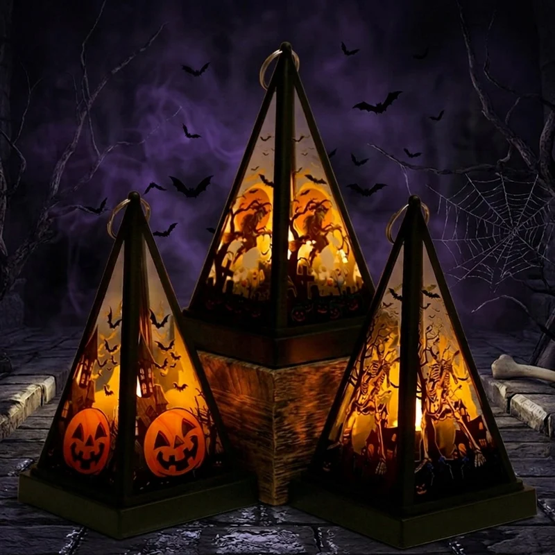 Halloween Deko-Laterne mit Kunstlichteffekt