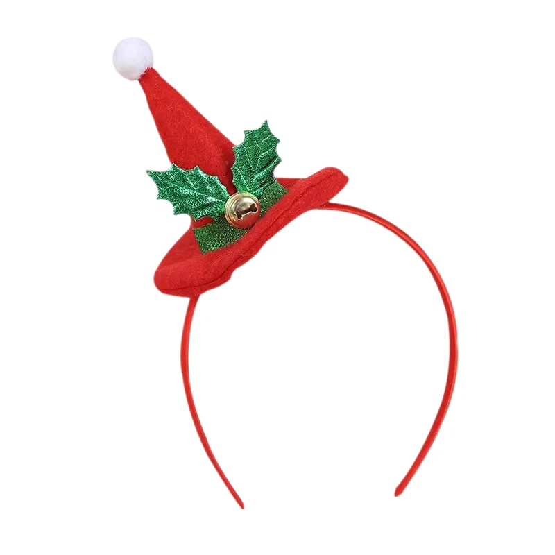 Weihnachts-Haarreif mit Weihnachtsmannhut und Pflanzenmotiv
