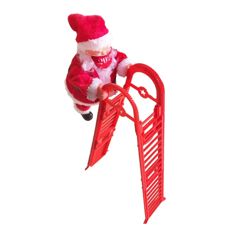 Dekorative Weihnachtsmann Dekofigur mit Leiter