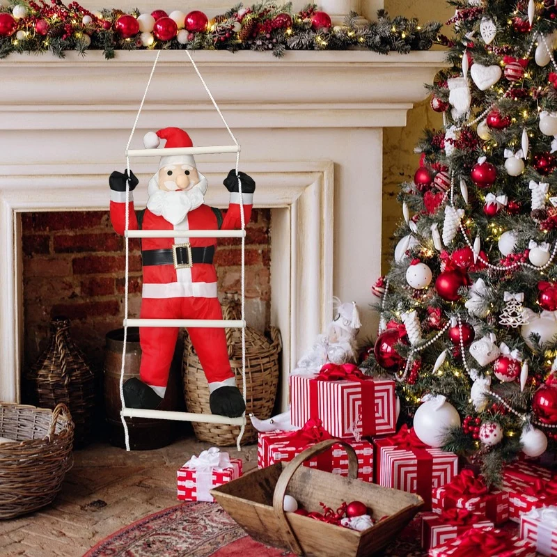 Aufblasbare Weihnachtsmann Figur auf Leiter