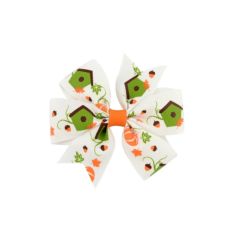 Halloween Schleife mit Kürbis- und Hexen-Motiven