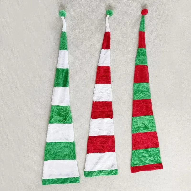 Lange Weihnachtsmütze im gestreiften Design