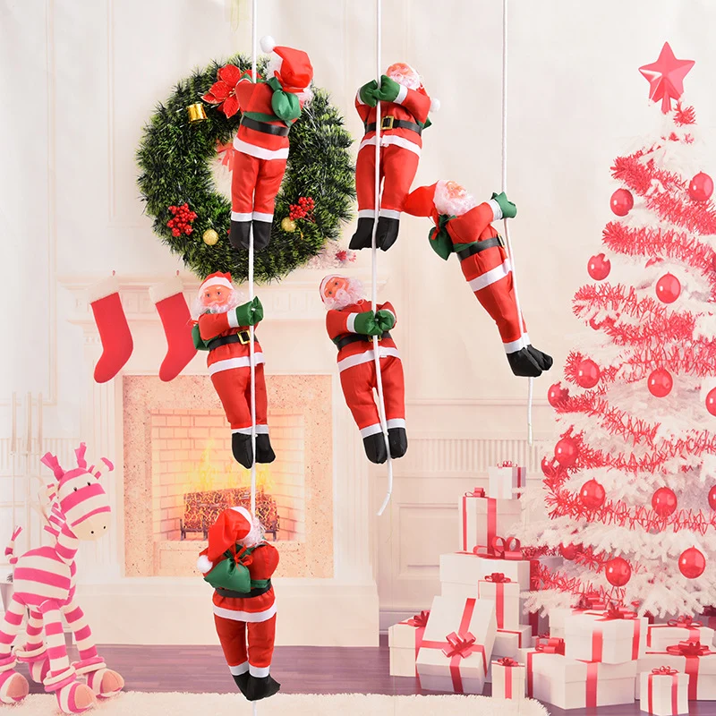 Dekorative Weihnachtsmannfiguren im Kletterstil