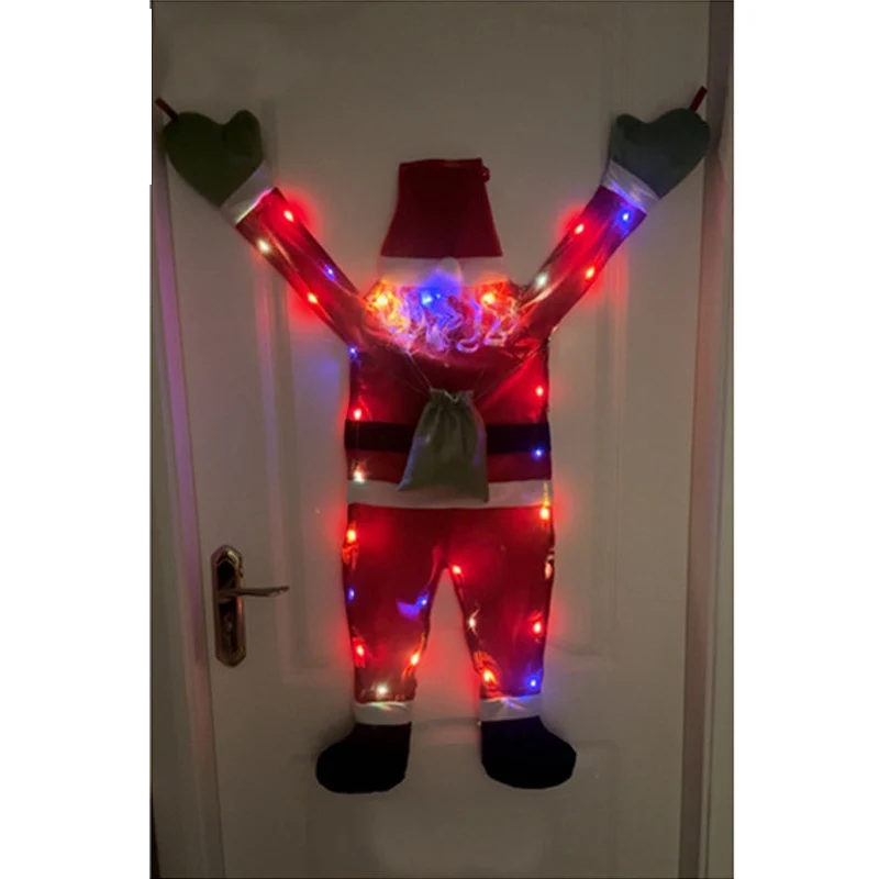 Dekorative Weihnachtsmann Türdeko mit Lichtern