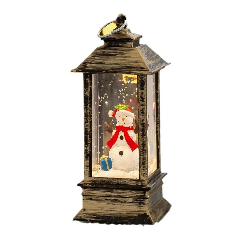Weihnachtslaterne mit LED-Beleuchtung und dekorativem Schneeeffekt