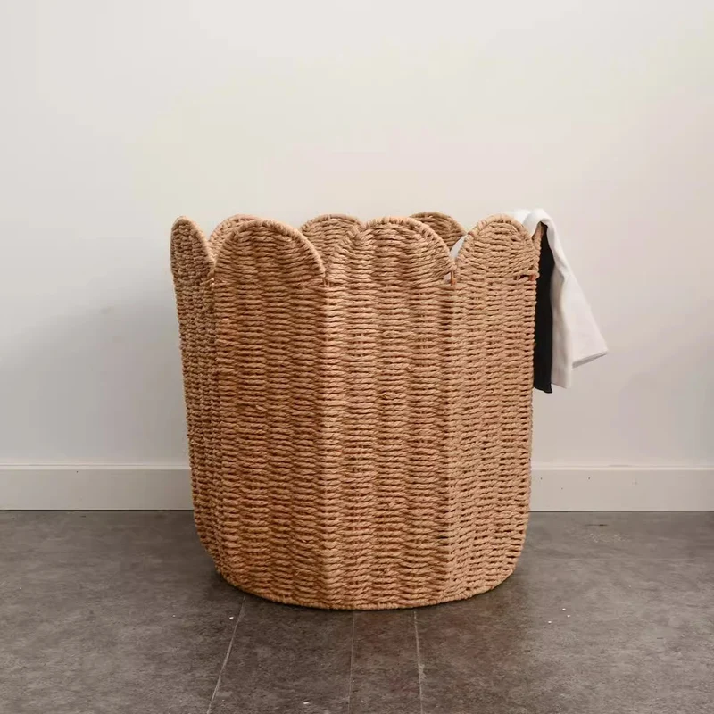 Woven Storage Basket with Decorative Scalloped Edge Karnz