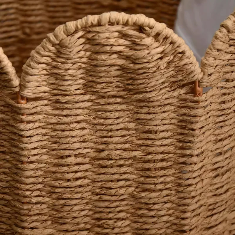 Woven Storage Basket with Decorative Scalloped Edge Karnz
