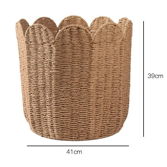 Woven Storage Basket with Decorative Scalloped Edge Karnz