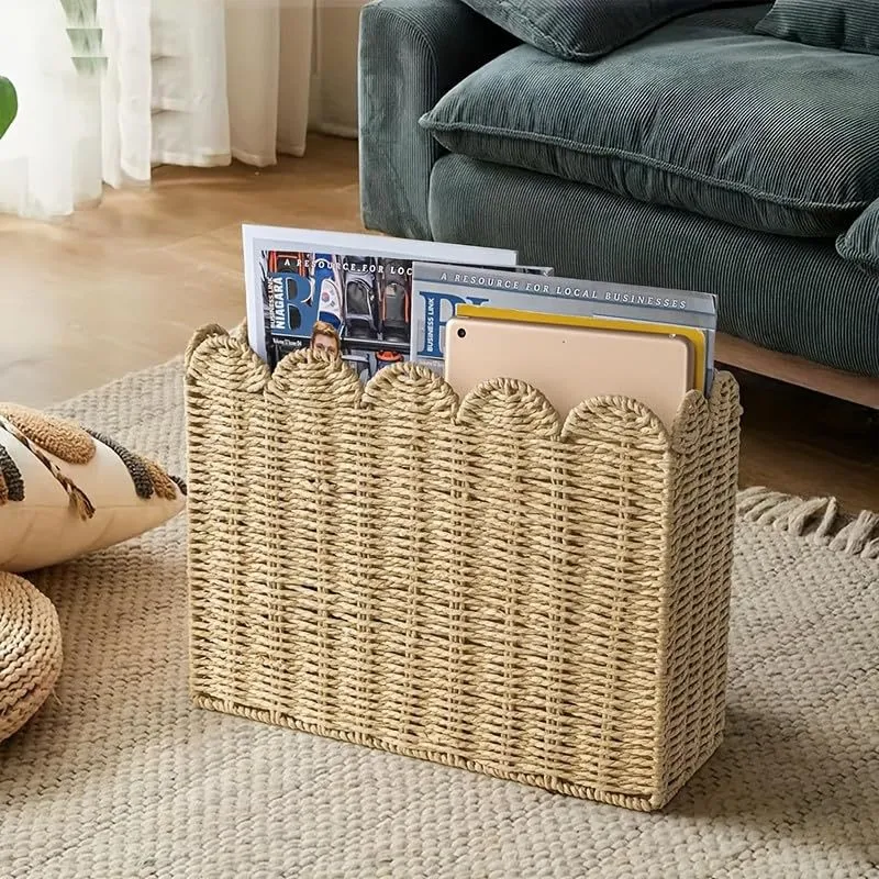 Eleganter handgefertigter geflochtener Zeitschriftenorganisator Karnz