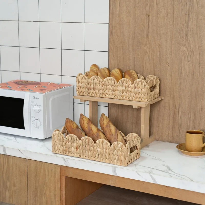 Dekoratives gewelltes gewebtes Aufbewahrungstablett Karnz