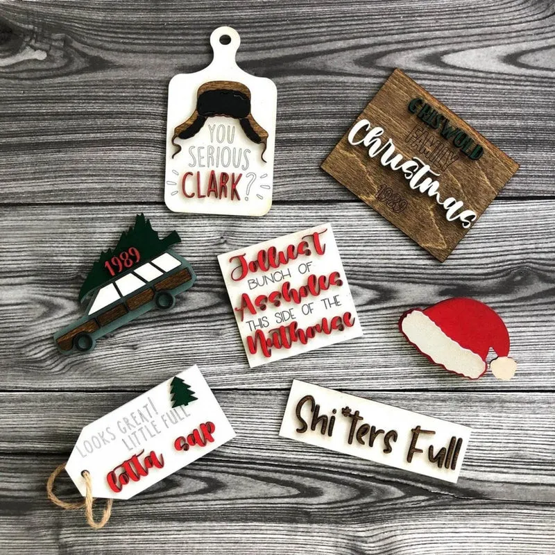 Rustikales dekoratives Weihnachtsschild-Set