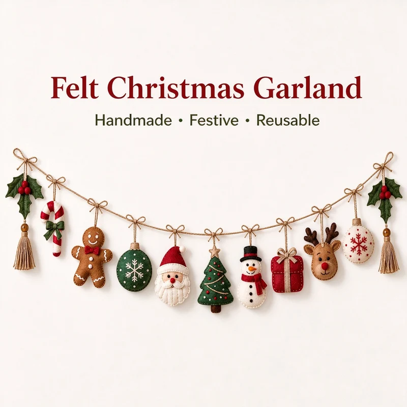 Festive Handmade Filz Weihnachtsgirlande