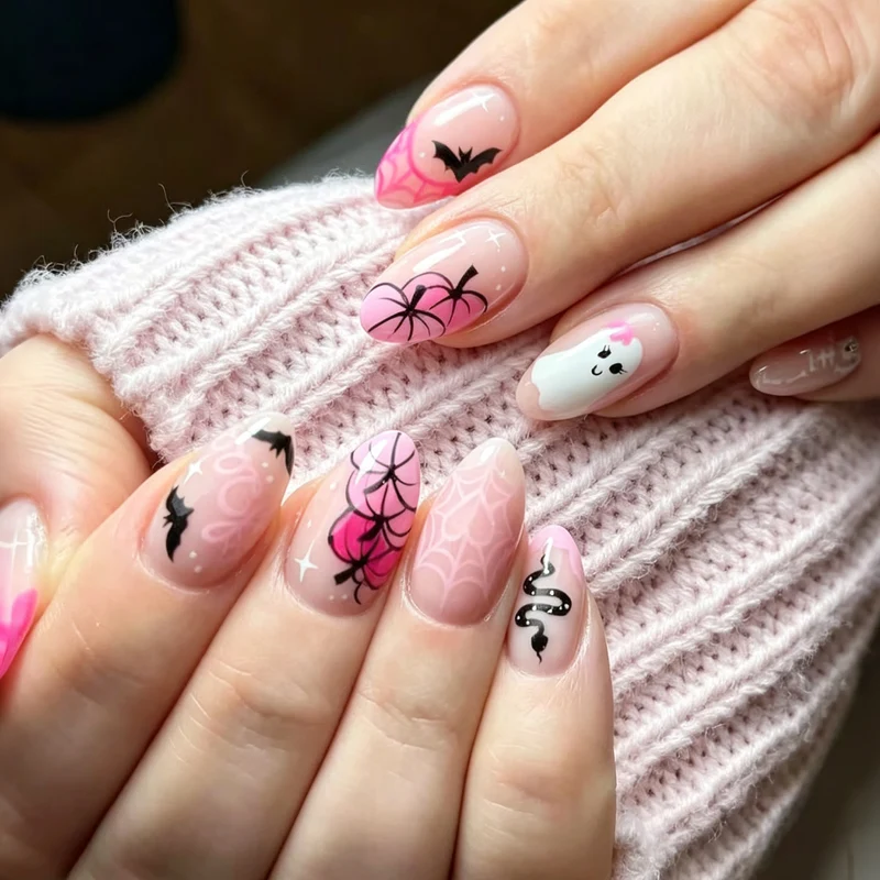 Thematisches Halloween Press-On Nagelkunst Set