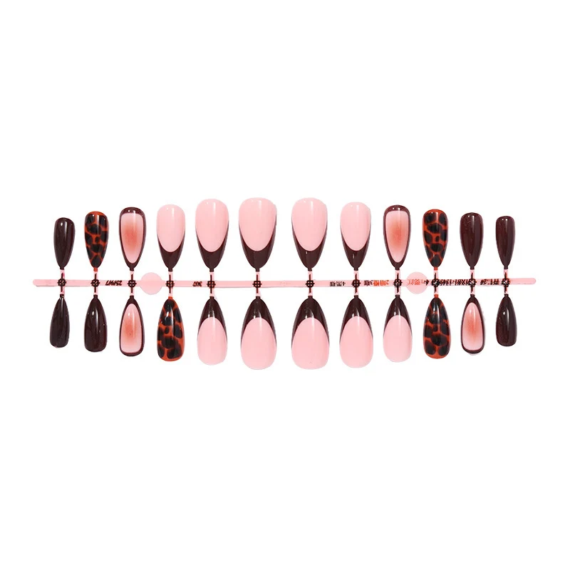 Stiletto-förmige Press-On Nagelkunst Set mit Schildpatt und französischen Spitzen