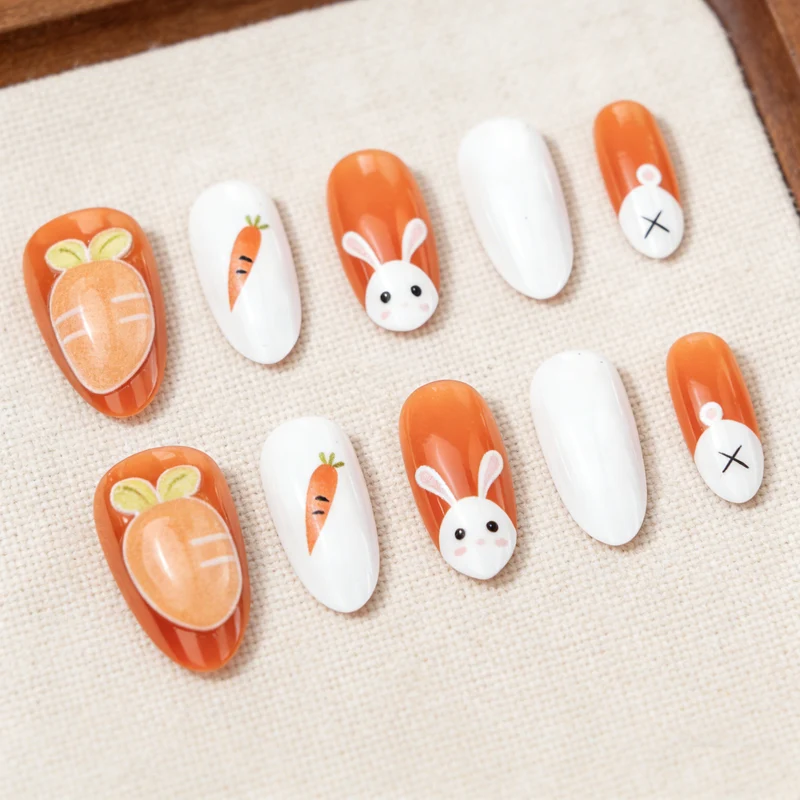 Saisonale Bunny-Themen Press-On Nagelkunst