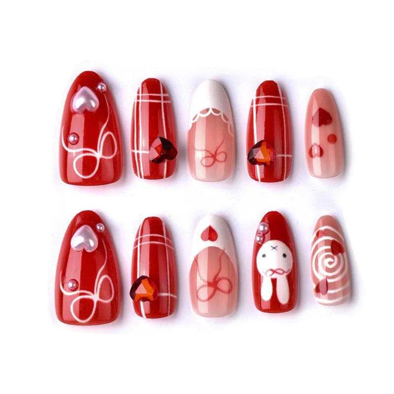 Romantisch Themed Press-On Nagelkunst