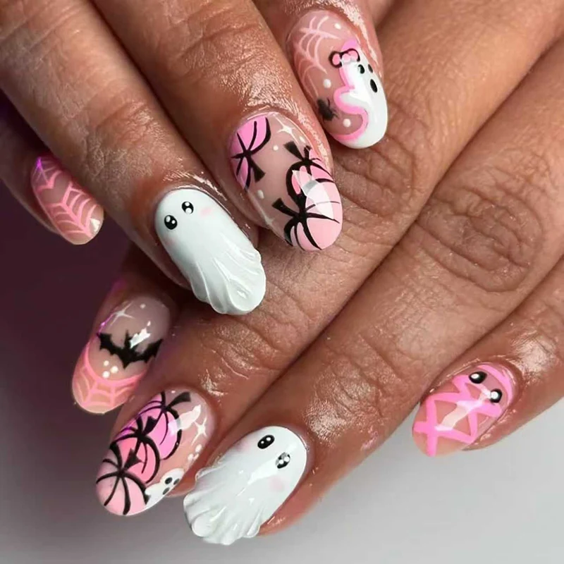 Spielerisches Halloween-Themen Druck-Nagelkunst-Set