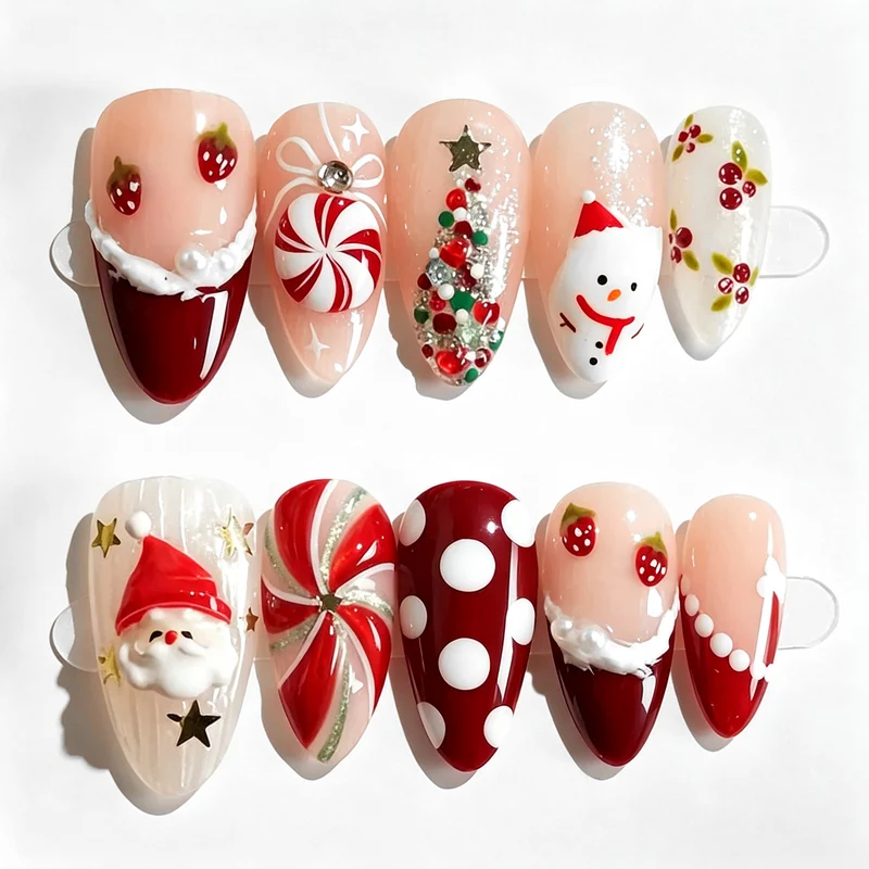 Urlaubs themed 3D Press-On Nagelkunst Set