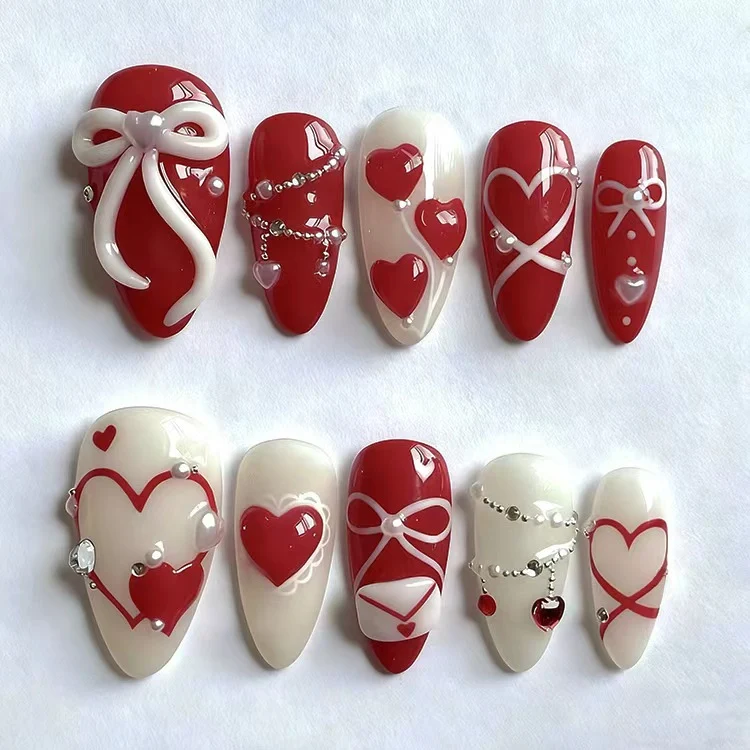 Herz-Themen Presse-Auf Nagelkunstset