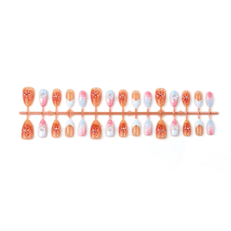 Handgemachtes Blumen Press-On Nagelkunst Set