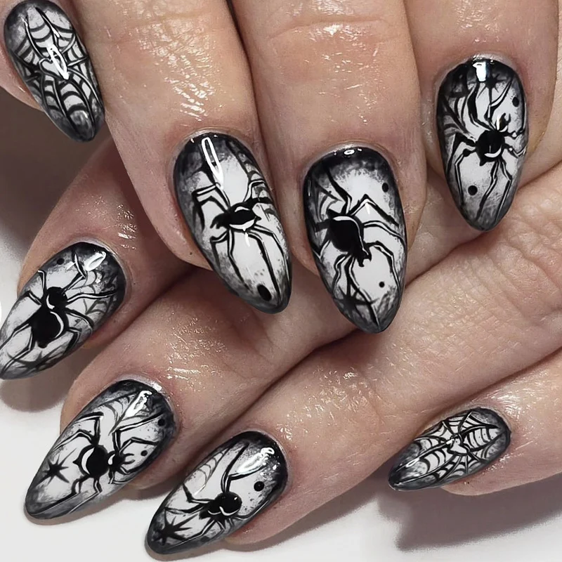 Gothic-Spinnen-Themen-Presse-Nagelkunst