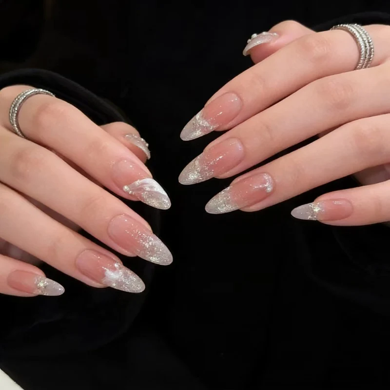 Elegante Glitter Tipps Acrylnagelerweiterungen