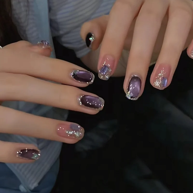 Dekorative Glitter Ombre Nagelverlängerungen