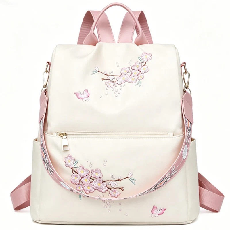 Damen bestickter Blumen Rucksack Karnz