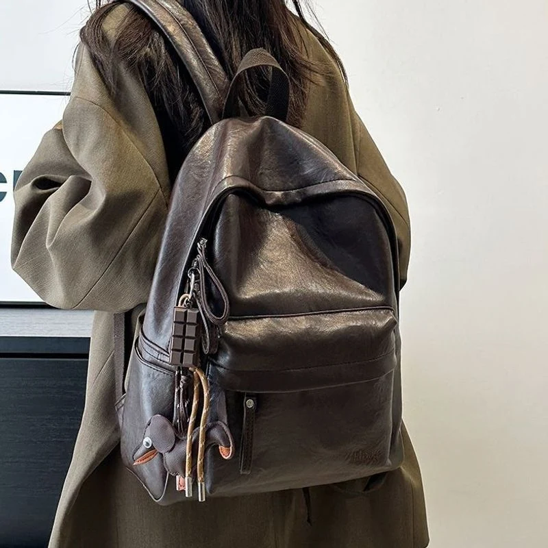 Lässiger Leder Rucksack Karnz