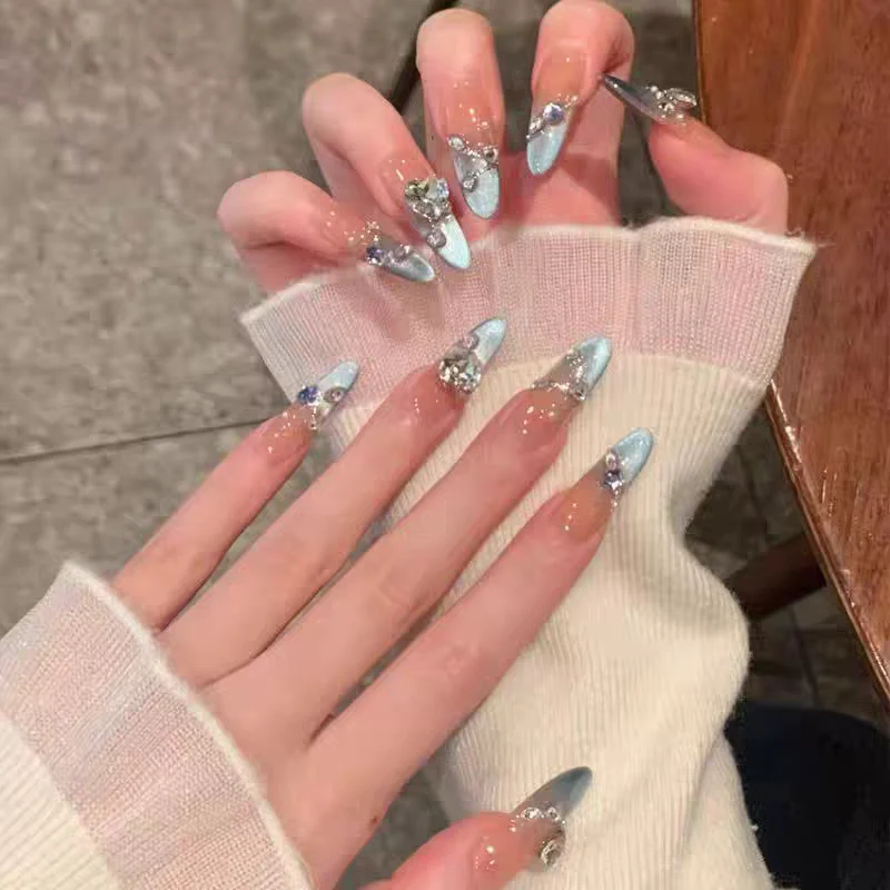 Stiletto Kristall-Beschichtete Druck-Nägel