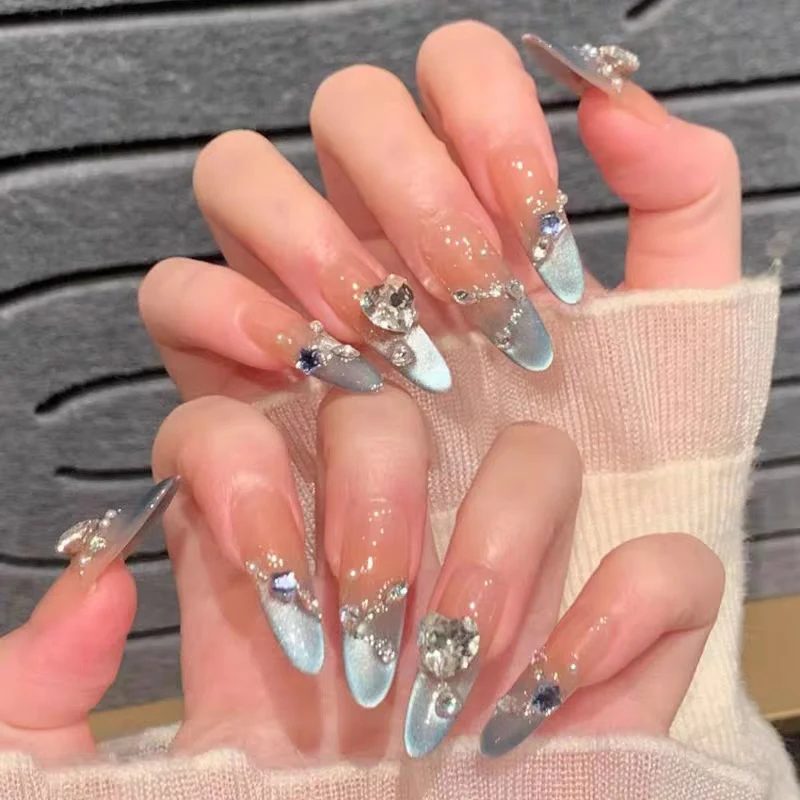 Stiletto Kristall-Beschichtete Druck-Nägel