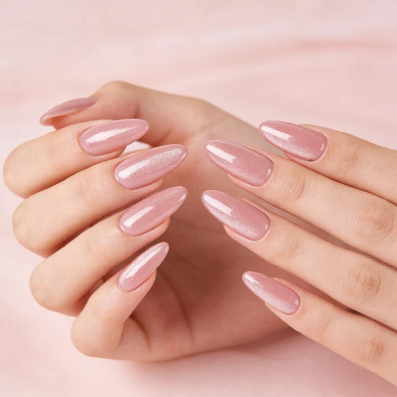 Glamouröse glitzernde mandelförmige Nagelerweiterungen