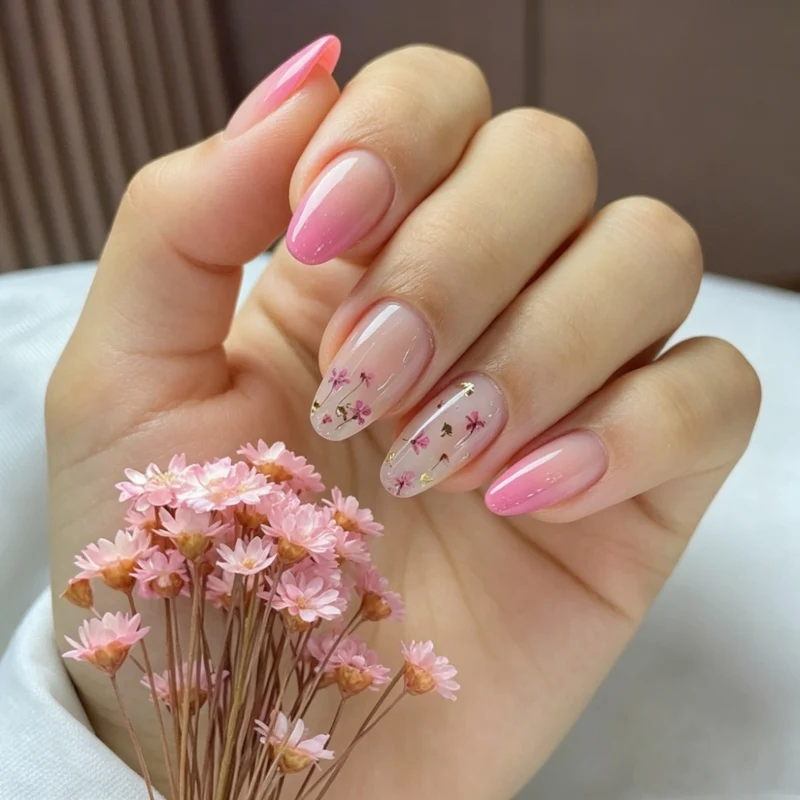 Floral Ombre Druck-Nägel