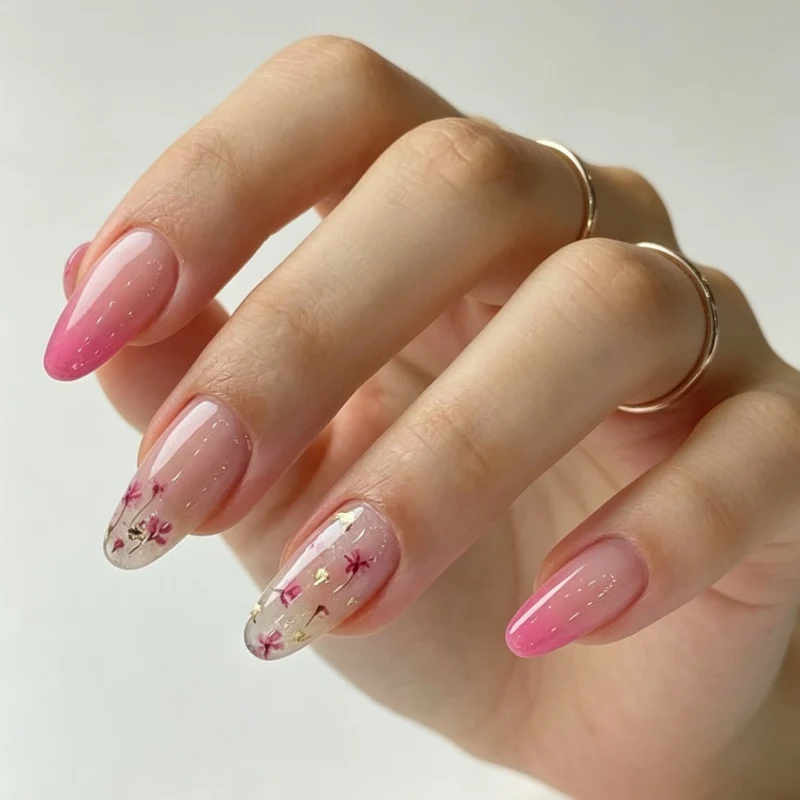 Blumen Ombre Gel Nagelverlängerungen