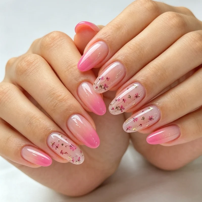 Blumen Ombre Gel Nagelverlängerungen