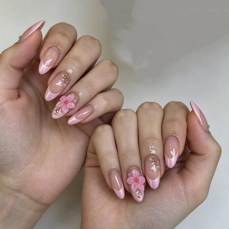 Floral Verziertes Stiletto Press-On Nail Set