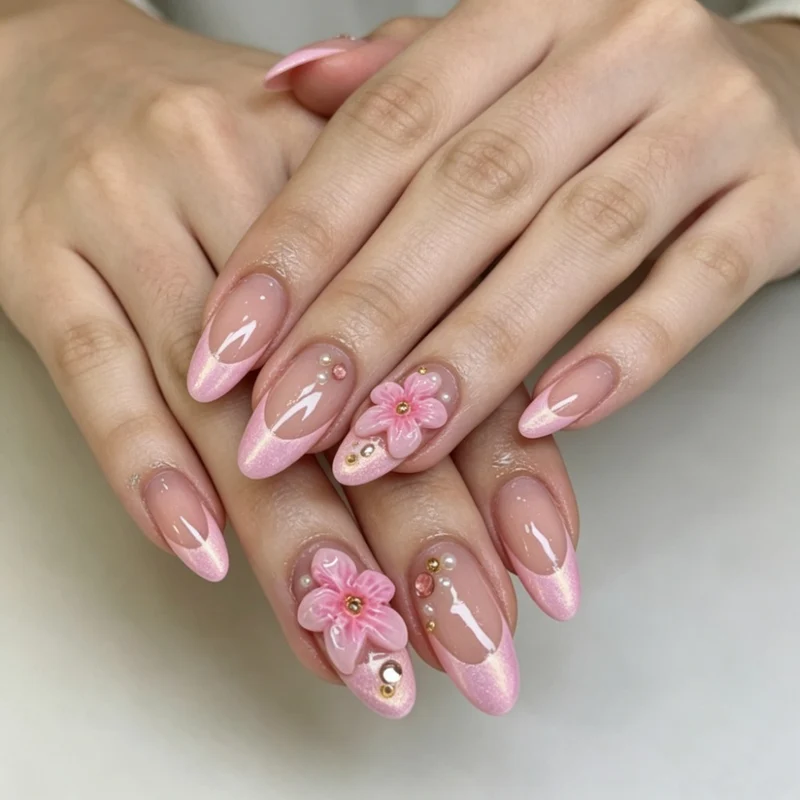 Floral Verziertes Stiletto Press-On Nail Set