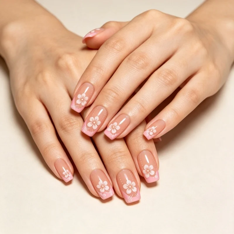 Floral Design Stiletto Press-On Nägel