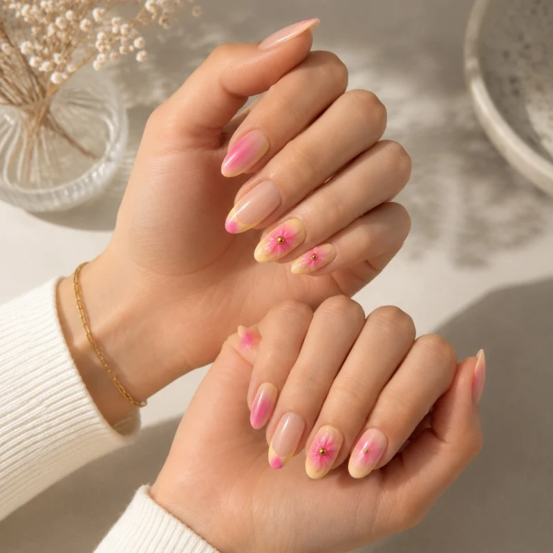 Florale Design Stiletto Nail Art Verbesserungen