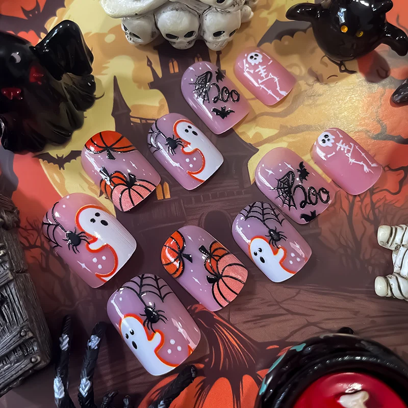 Festliches Halloween-Themen Press-On-Nagelset