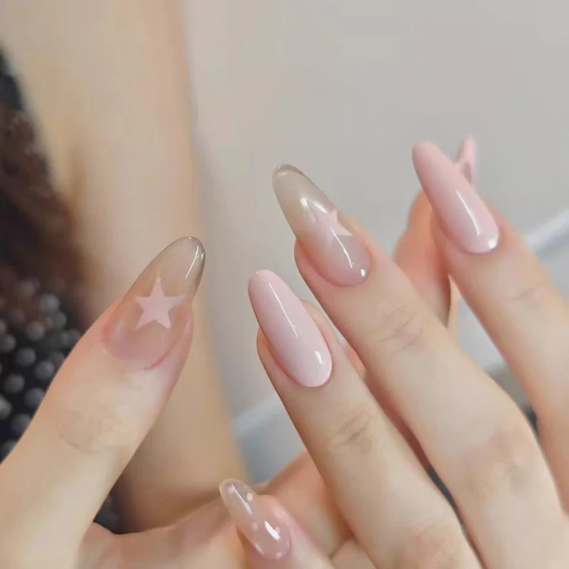 Elegantes Glänzendes Quadratisches Press-On Nagel Set