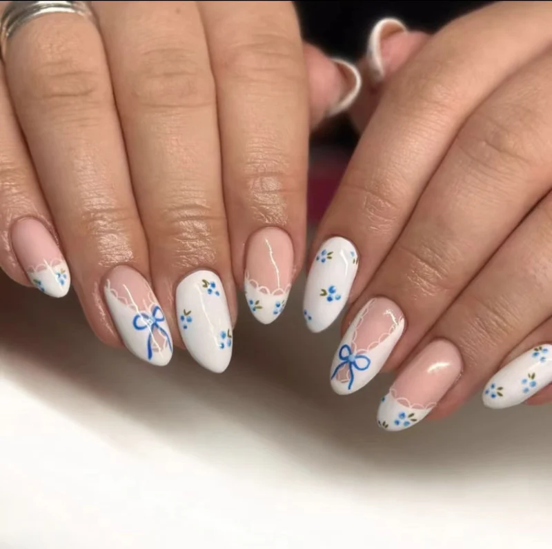 Elegante Floral Stiletto Press-On Nägel