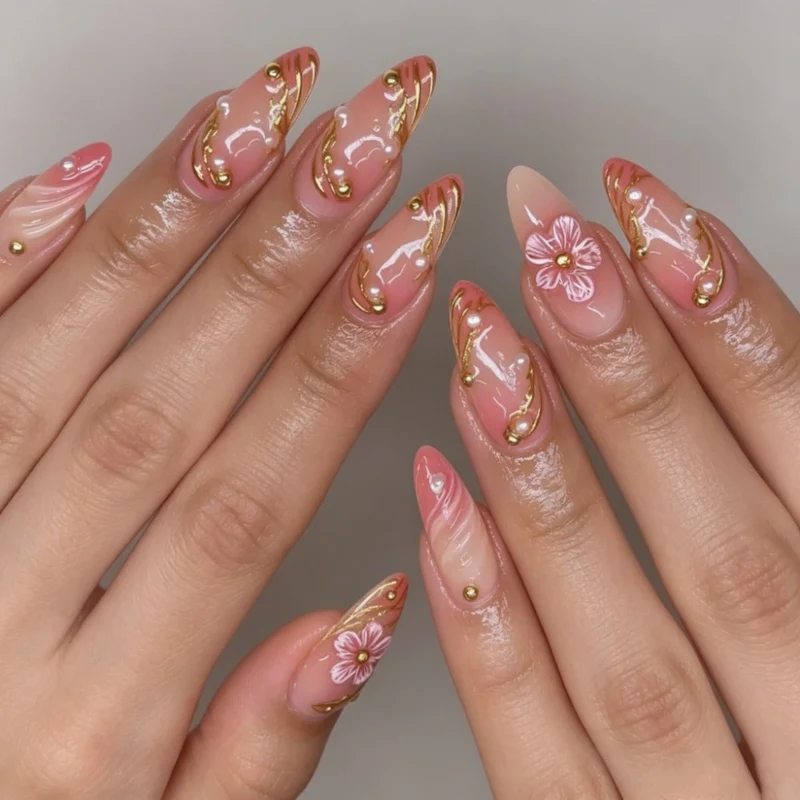Elegante Blumendesign Gel-Nagelverstärkungen