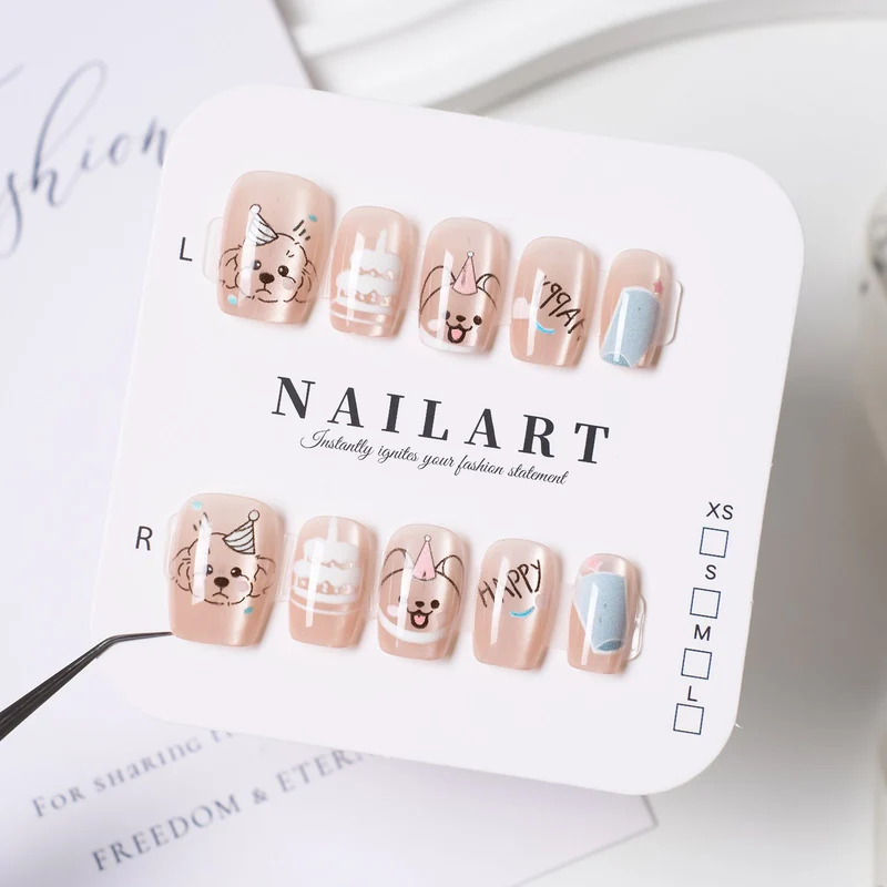 Elegantes, mit einer Schleife verziertes Press-On-Nagel-Set