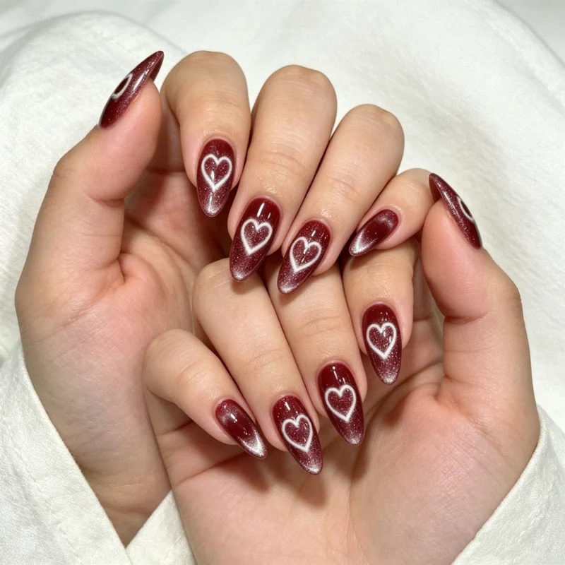 Dekorative Herz-verzierte Nagelerweiterungen